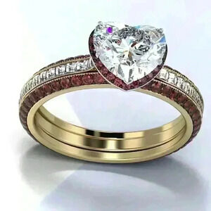 New Beautiful Independent Heart Red Diamond Wedding Ring, GPMB1440